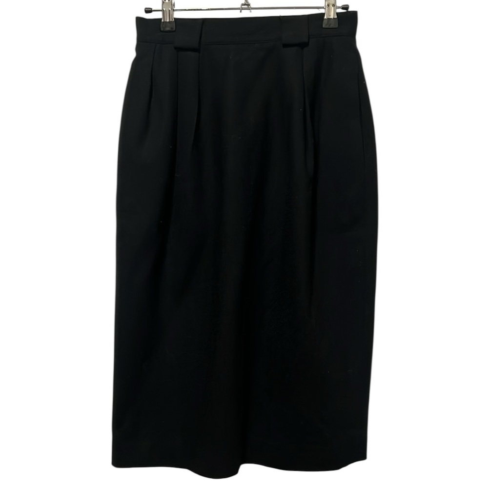 Paul Stanley Vintage Black Wool Skirt Pleated Waist Pockets Lined Goth Grunge 4
